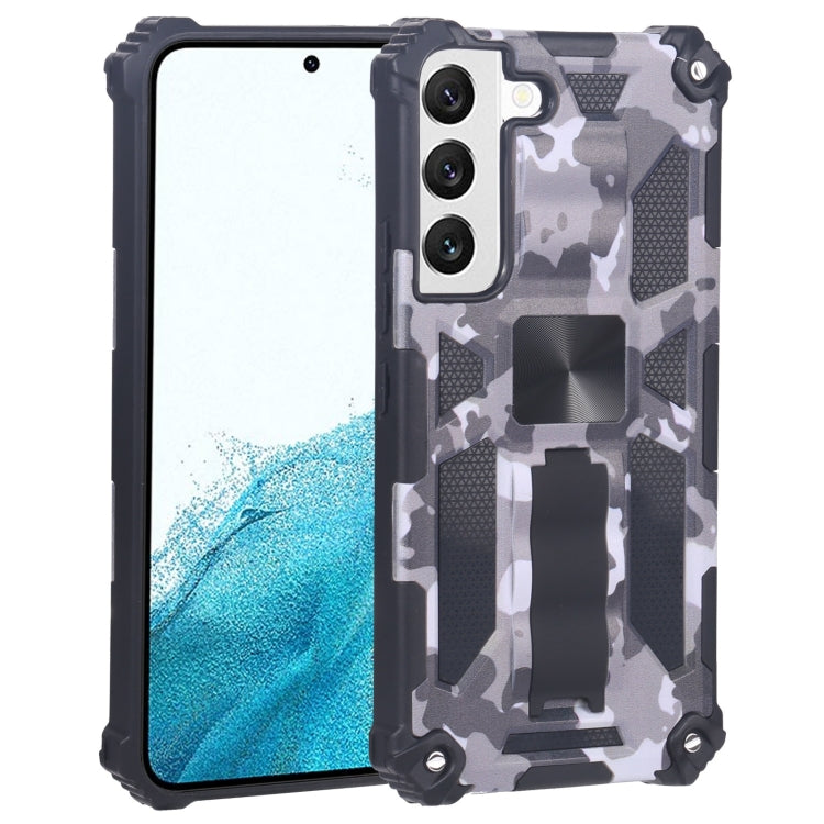 Camouflage Armor Shockproof TPU + PC Magnetic Protective Phone Case with Holder