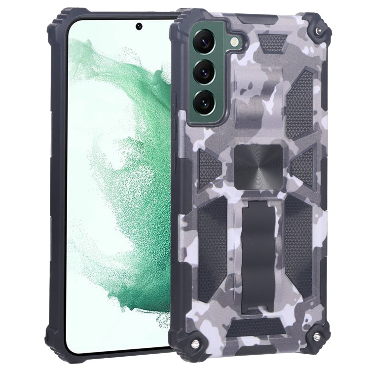Camouflage Armor Shockproof TPU + PC Magnetic Protective Phone Case with Holder