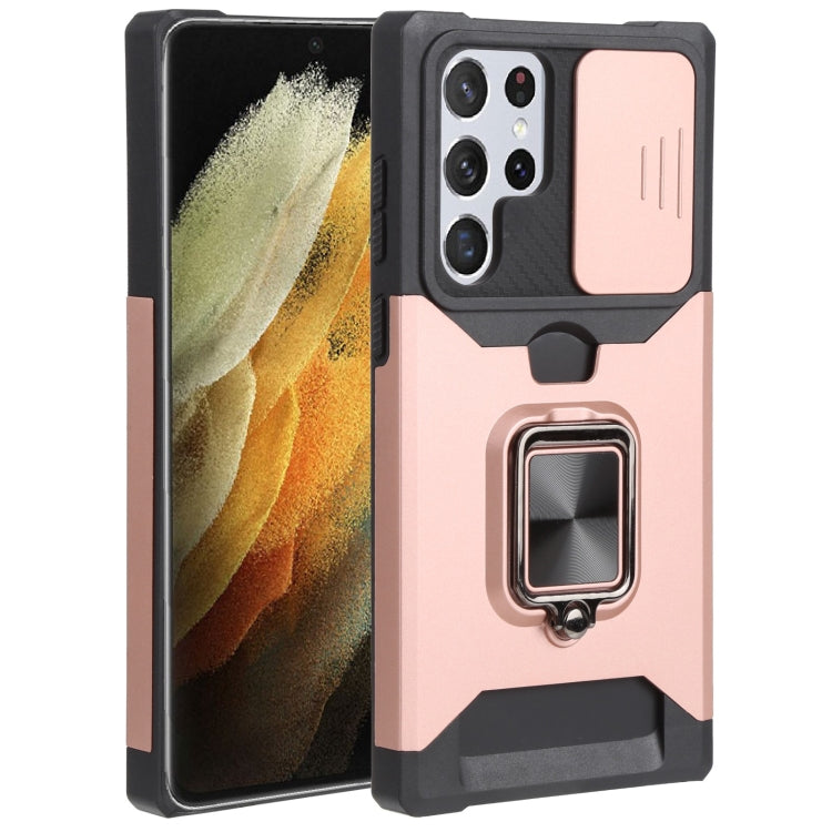 Sliding Camera Cover Design PC + TPU Shockproof Phone Case with Ring Holder & Card Slot, For Motorola Moto G Pure, For Samsung Galaxy A13 5G, For Samsung Galaxy S22 5G, For Samsung Galaxy S22+ 5G, For Samsung Galaxy S22 Ultra 5G