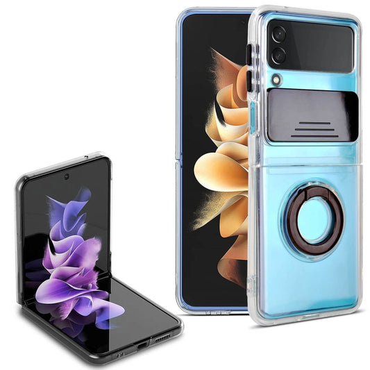 Sliding Camera Design TPU Phone Case with Ring Holder, For Samsung Galaxy Z Flip3 5G