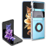 Sliding Camera Design TPU Phone Case with Ring Holder, For Samsung Galaxy Z Flip3 5G