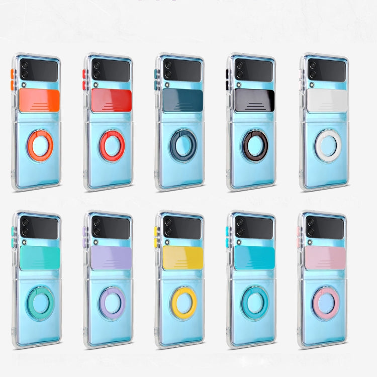 Sliding Camera Design TPU Phone Case with Ring Holder, For Samsung Galaxy Z Flip3 5G