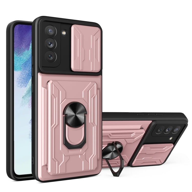 Camera Cover Phone Case with Card Slot & Holder, For Xiaomi 11T, For Xiaomi Redmi Note 10 Pro, For Xiaomi Redmi 10, For Samsung Galaxy S21 FE 5G