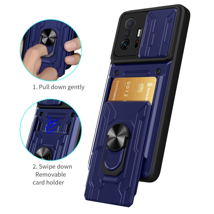 Camera Cover Phone Case with Card Slot & Holder, For Xiaomi 11T, For Xiaomi Redmi Note 10 Pro, For Xiaomi Redmi 10, For Samsung Galaxy S21 FE 5G