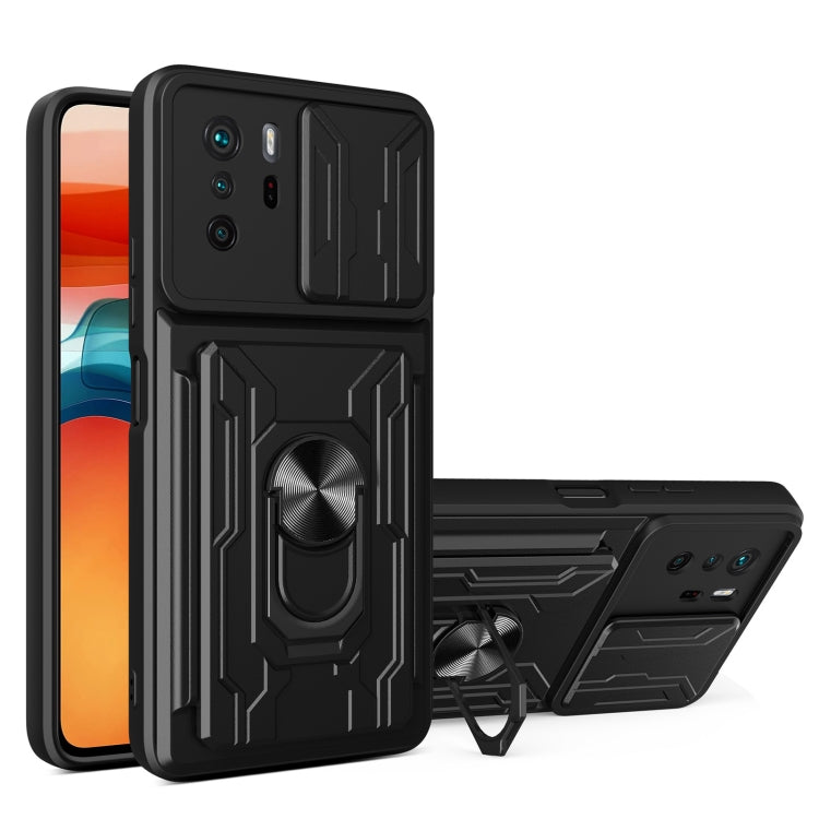 Camera Cover Phone Case with Card Slot & Holder, For Xiaomi 11T, For Xiaomi Redmi Note 10 Pro, For Xiaomi Redmi 10, For Samsung Galaxy S21 FE 5G