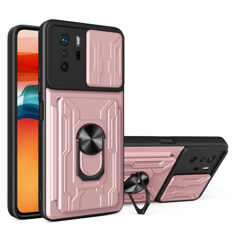 Camera Cover Phone Case with Card Slot & Holder, For Xiaomi 11T, For Xiaomi Redmi Note 10 Pro, For Xiaomi Redmi 10, For Samsung Galaxy S21 FE 5G