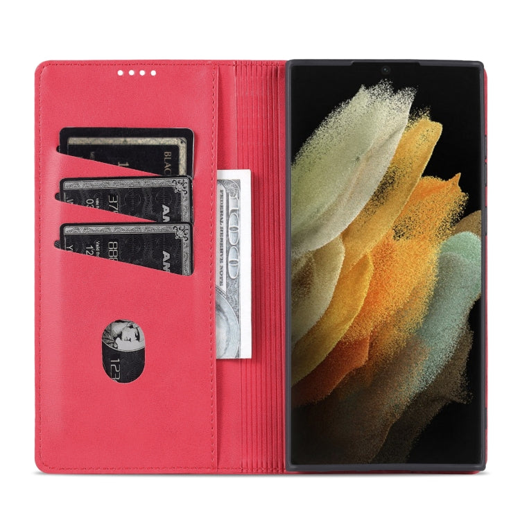 AZNS Magnetic Calf Texture Horizontal Flip Leather Phone Case, For Samsung Galaxy S22 Ultra 5G