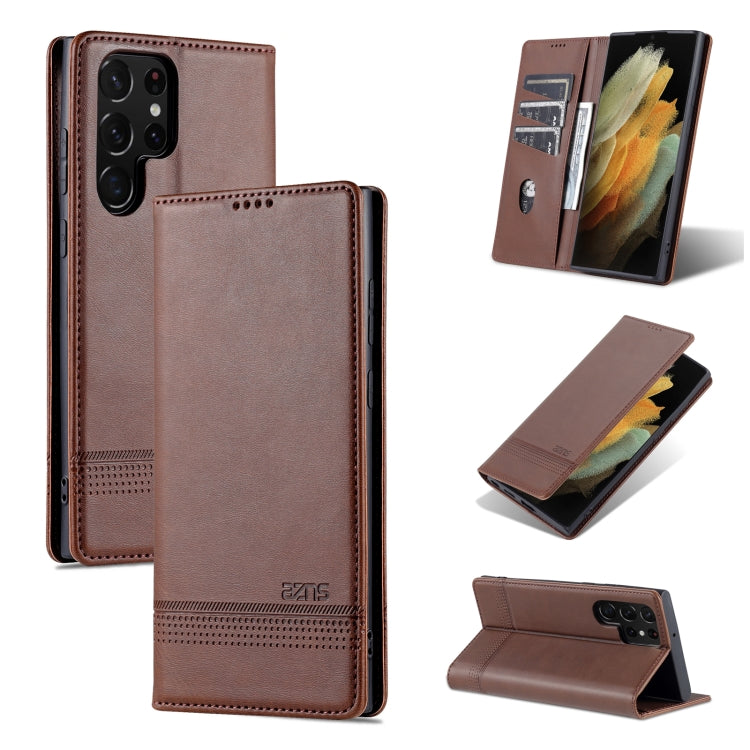 AZNS Magnetic Calf Texture Horizontal Flip Leather Phone Case, For Samsung Galaxy S22 Ultra 5G