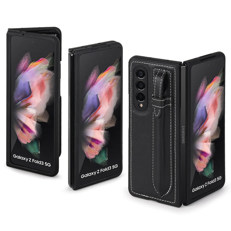 Top Layer Leather Back Cover Folding Leather Phone Case, For Samsung Galaxy Z Fold3 5G