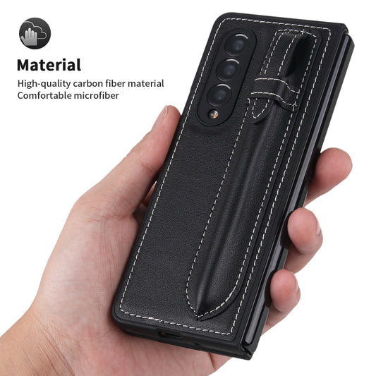 Top Layer Leather Back Cover Folding Leather Phone Case, For Samsung Galaxy Z Fold3 5G