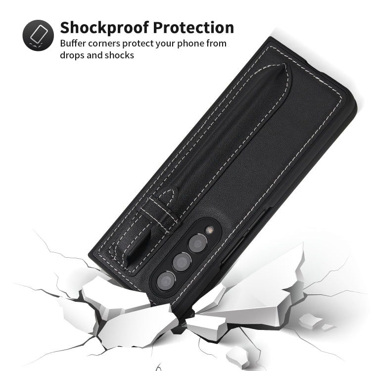 Top Layer Leather Back Cover Folding Leather Phone Case, For Samsung Galaxy Z Fold3 5G