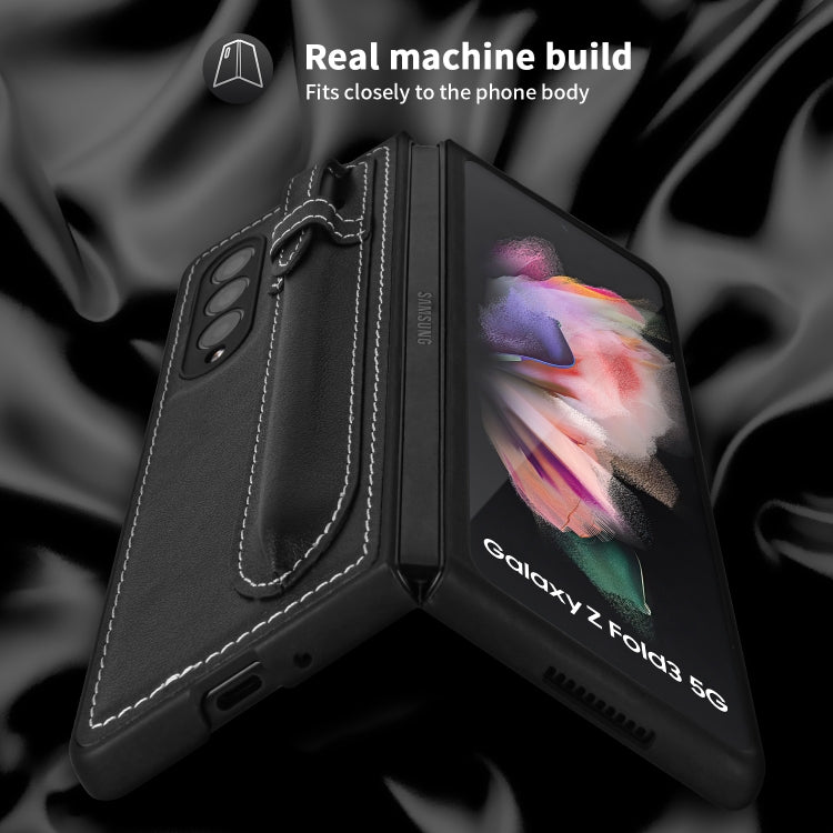Top Layer Leather Back Cover Folding Leather Phone Case, For Samsung Galaxy Z Fold3 5G