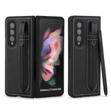 Top Layer Leather Back Cover Folding Leather Phone Case, For Samsung Galaxy Z Fold3 5G