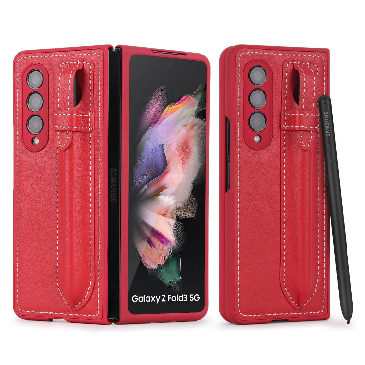 Top Layer Leather Back Cover Folding Leather Phone Case, For Samsung Galaxy Z Fold3 5G
