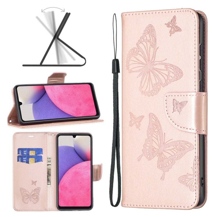 Two Butterflies Embossing Leather Phone Case, For Samsung Galaxy A13 4G, For Samsung Galaxy A33 5G, For Samsung Galaxy A73 5G, For Xiaomi 12