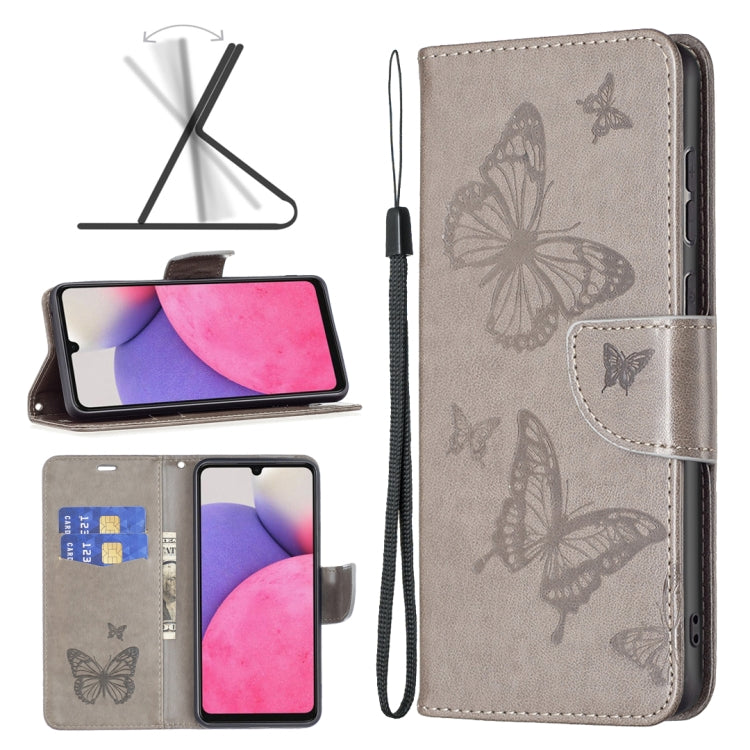 Two Butterflies Embossing Leather Phone Case, For Samsung Galaxy A13 4G, For Samsung Galaxy A33 5G, For Samsung Galaxy A73 5G, For Xiaomi 12