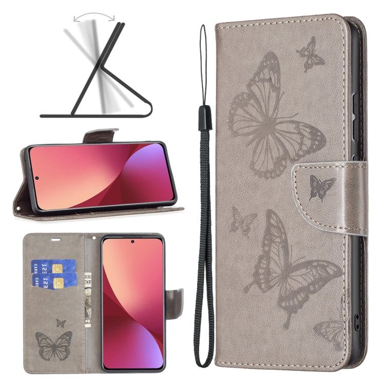 Two Butterflies Embossing Leather Phone Case, For Samsung Galaxy A13 4G, For Samsung Galaxy A33 5G, For Samsung Galaxy A73 5G, For Xiaomi 12
