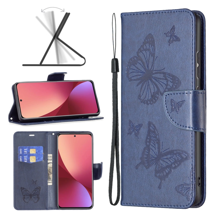 Two Butterflies Embossing Leather Phone Case, For Samsung Galaxy A13 4G, For Samsung Galaxy A33 5G, For Samsung Galaxy A73 5G, For Xiaomi 12