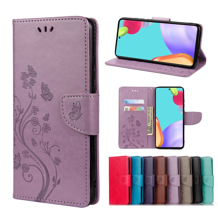 Butterfly Flower Pattern Flip Leather Phone Case, For Samsung Galaxy A23 5G