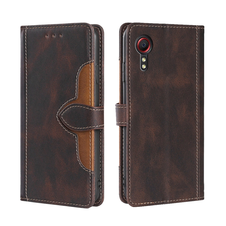 Skin Feel Straw Hat Magnetic Buckle Leather Phone Case, For Samsung Galaxy S21 FE, For Samsung Galaxy Xcover 5