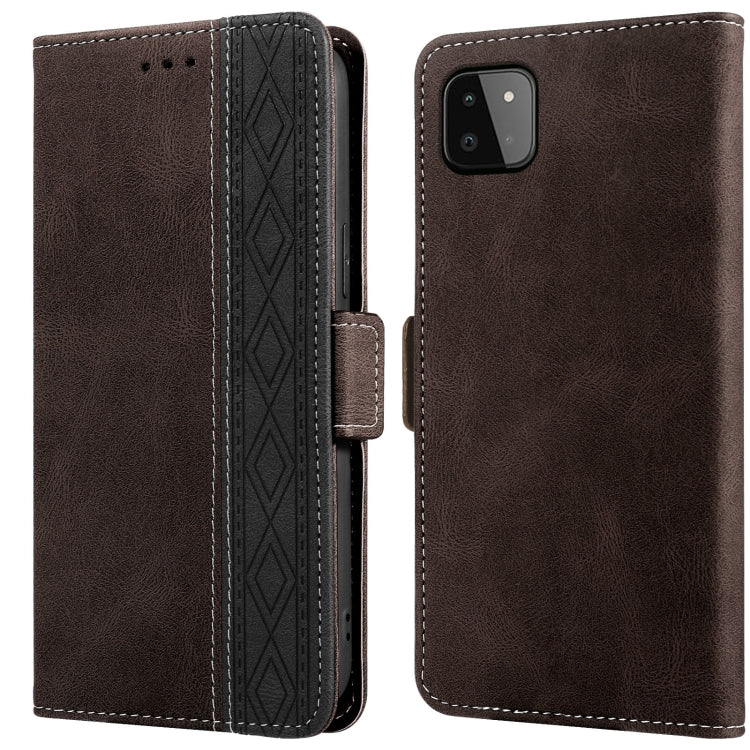 Stitching Side-Magnetic RFID Leather Phone Case, For Samsung Galaxy A02, For Samsung Galaxy A02s, For Samsung Galaxy A03s 166mm, For Samsung Galaxy A12 5G, For Samsung Galaxy A13 4G, For Samsung Galaxy A13 5G, For Samsung Galaxy A22 5G�����������������...