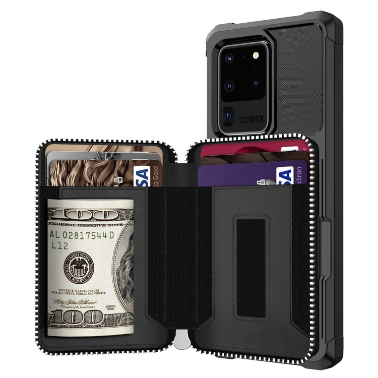 Zipper Wallet Card Bag PU Back Phone Case, For Samsung Galaxy S20, For Samsung Galaxy S20+, For Samsung Galaxy S20 Ultra, For Samsung Galaxy Note10, For Samsung Galaxy Note10+