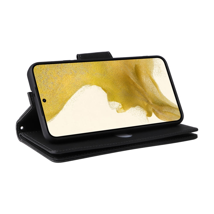 Rivet Buckle 9 Cards Three Fold Leather Phone Case