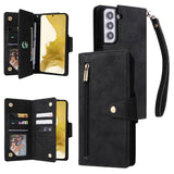 Rivet Buckle 9 Cards Three Fold Leather Phone Case