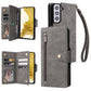 Rivet Buckle 9 Cards Three Fold Leather Phone Case