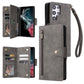 Rivet Buckle 9 Cards Three Fold Leather Phone Case