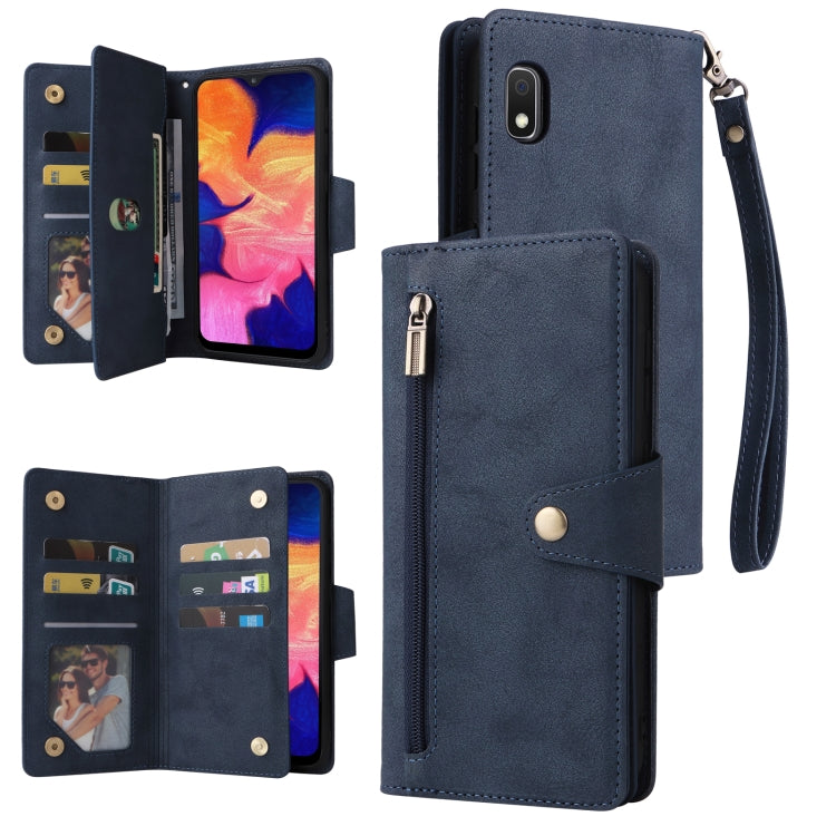 Rivet Buckle 9 Cards Three Fold Leather Phone Case