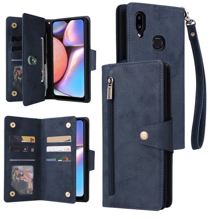 Rivet Buckle 9 Cards Three Fold Leather Phone Case