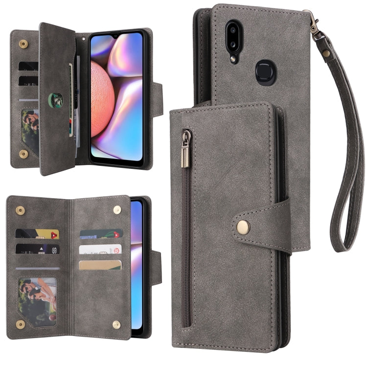 Rivet Buckle 9 Cards Three Fold Leather Phone Case