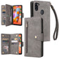 Rivet Buckle 9 Cards Three Fold Leather Phone Case