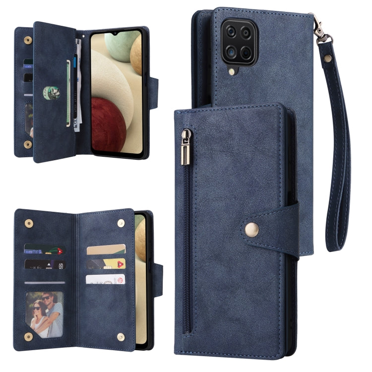 Rivet Buckle 9 Cards Three Fold Leather Phone Case