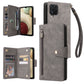 Rivet Buckle 9 Cards Three Fold Leather Phone Case