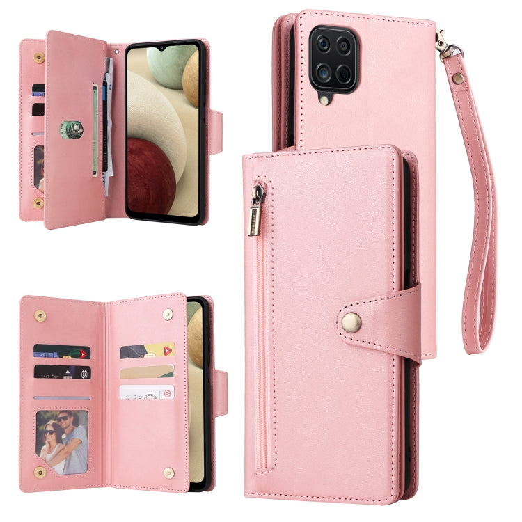Rivet Buckle 9 Cards Three Fold Leather Phone Case