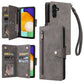 Rivet Buckle 9 Cards Three Fold Leather Phone Case