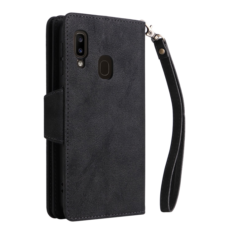 Rivet Buckle 9 Cards Three Fold Leather Phone Case