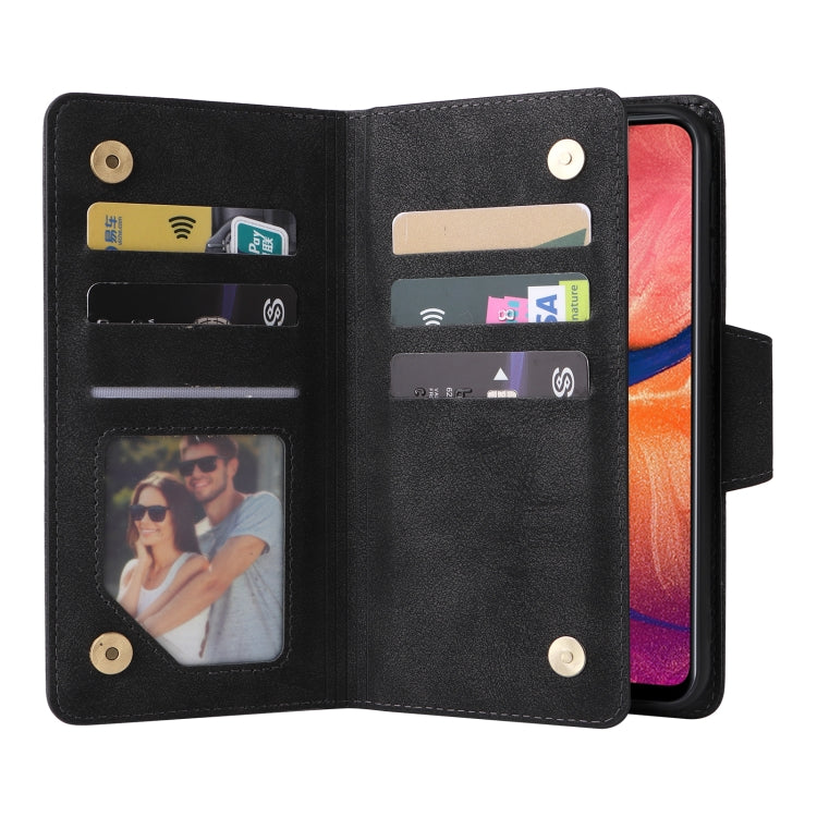 Rivet Buckle 9 Cards Three Fold Leather Phone Case