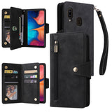 Rivet Buckle 9 Cards Three Fold Leather Phone Case