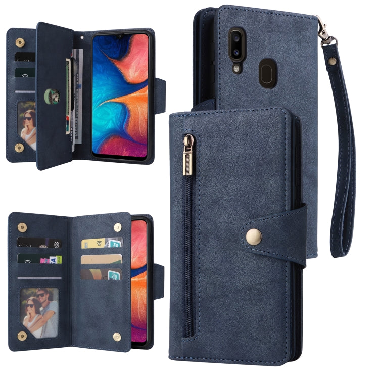 Rivet Buckle 9 Cards Three Fold Leather Phone Case