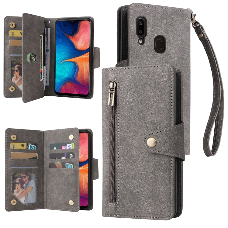 Rivet Buckle 9 Cards Three Fold Leather Phone Case