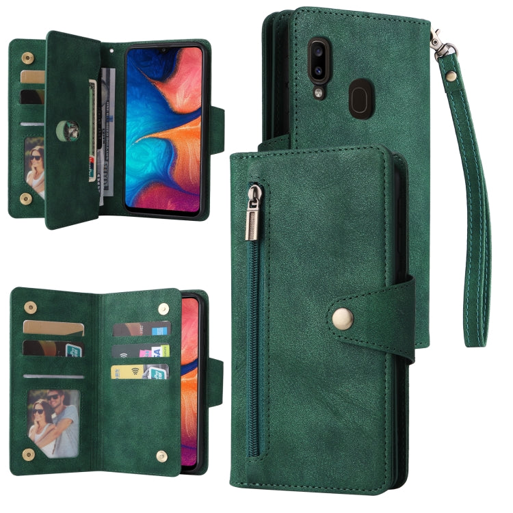 Rivet Buckle 9 Cards Three Fold Leather Phone Case