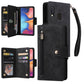 Rivet Buckle 9 Cards Three Fold Leather Phone Case