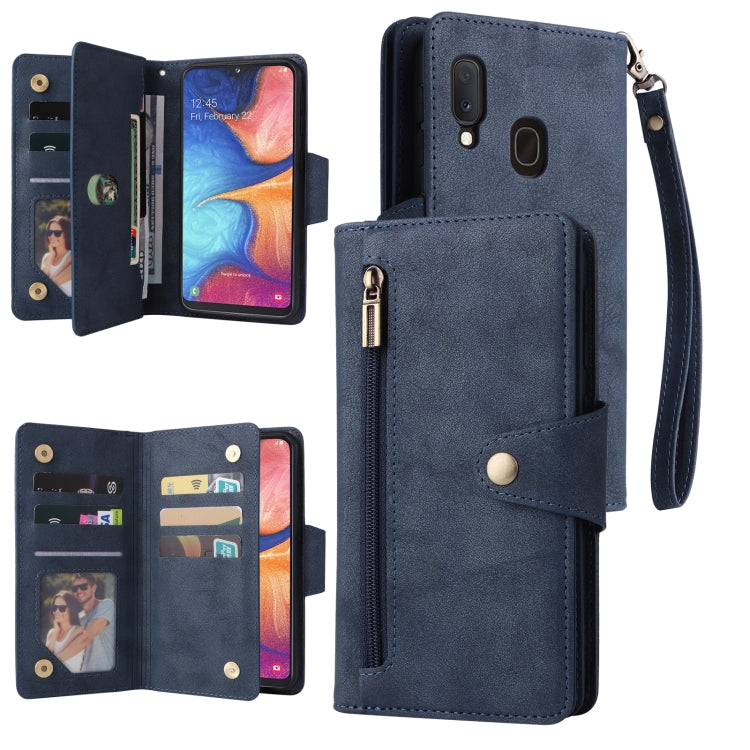 Rivet Buckle 9 Cards Three Fold Leather Phone Case