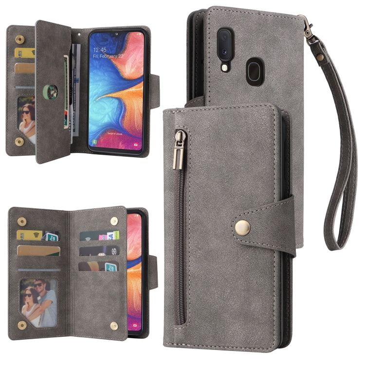 Rivet Buckle 9 Cards Three Fold Leather Phone Case