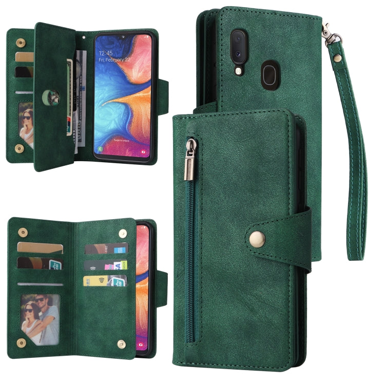 Rivet Buckle 9 Cards Three Fold Leather Phone Case