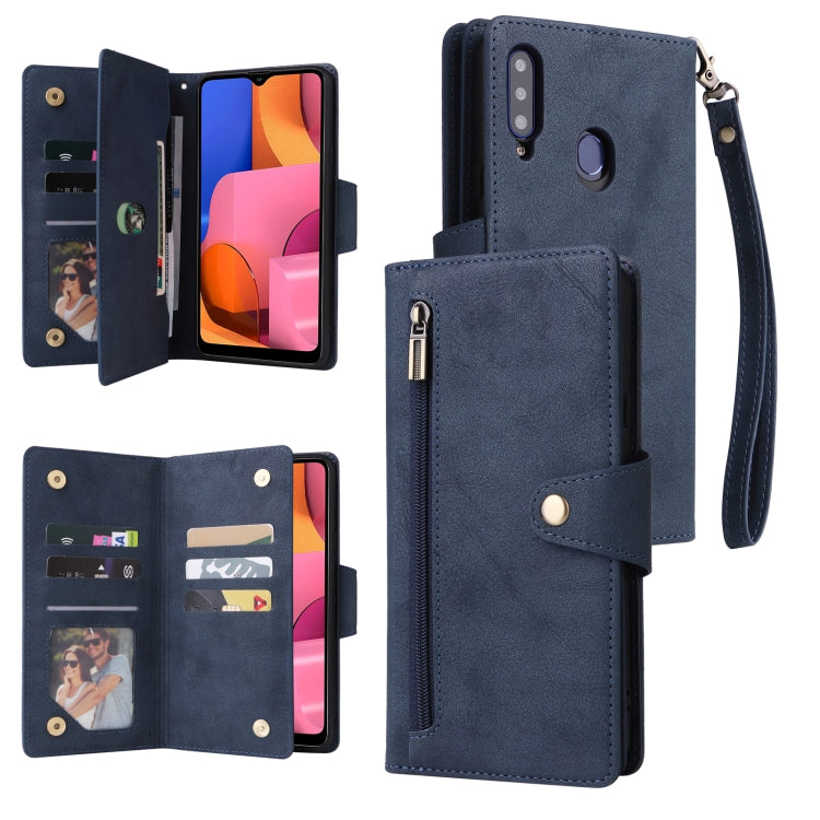 Rivet Buckle 9 Cards Three Fold Leather Phone Case