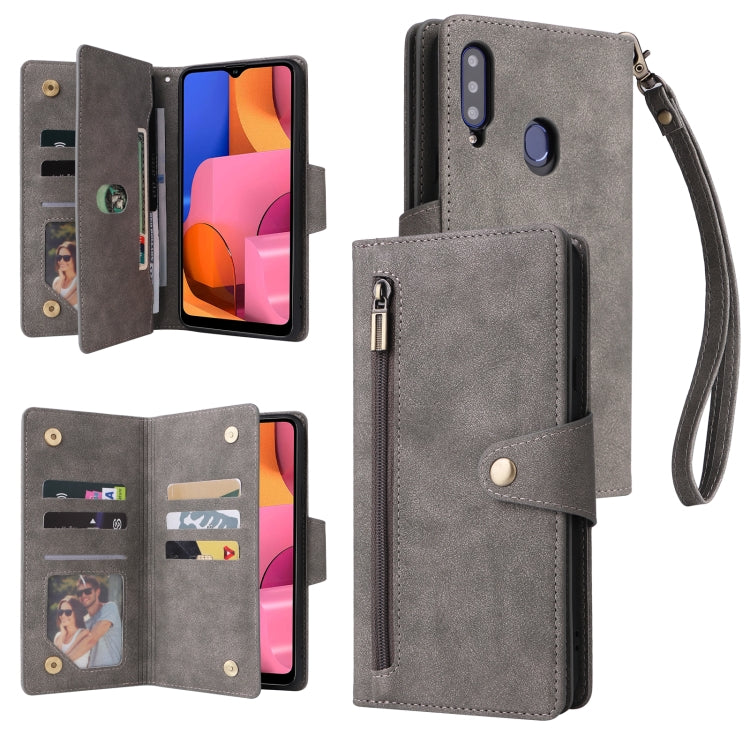 Rivet Buckle 9 Cards Three Fold Leather Phone Case